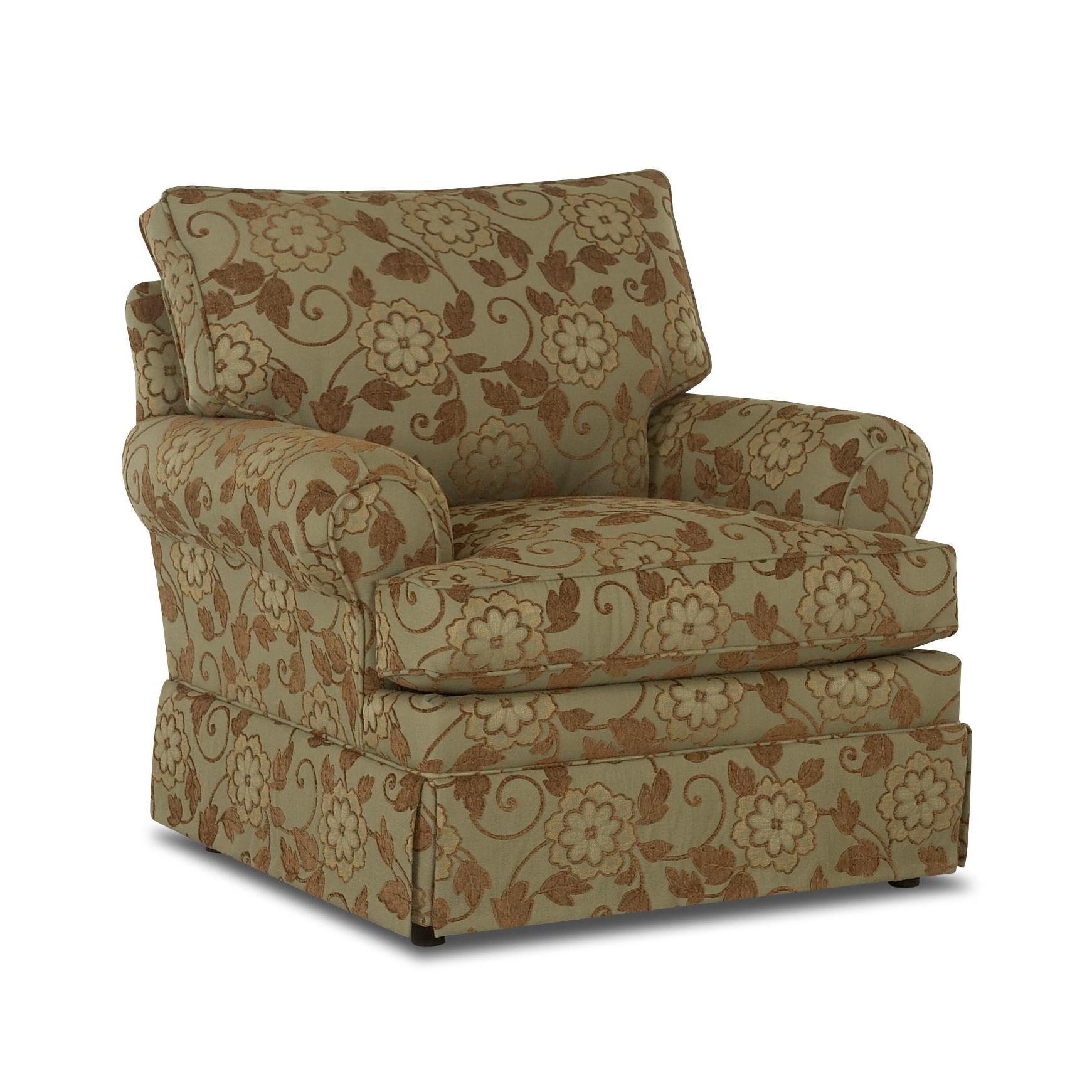 Klaussner Chairs and Accents Carolina Rolled Arm Chair With Skirt